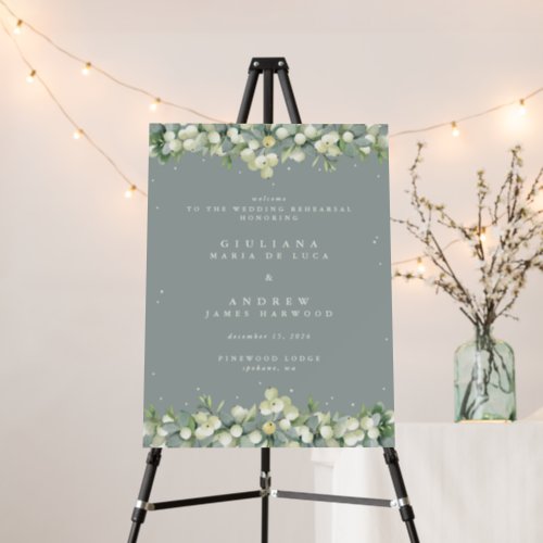 18x24 Green SnowberryEucalyptus Wedding Event Foam Board