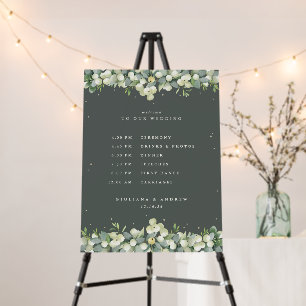 18x24" Green Snowberry+Eucalyptus Wedding Schedule Foam Board