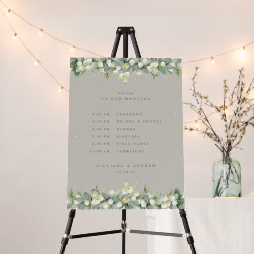 18x24 Greige SnowberryEucalyptus Wedding Schedule Foam Board