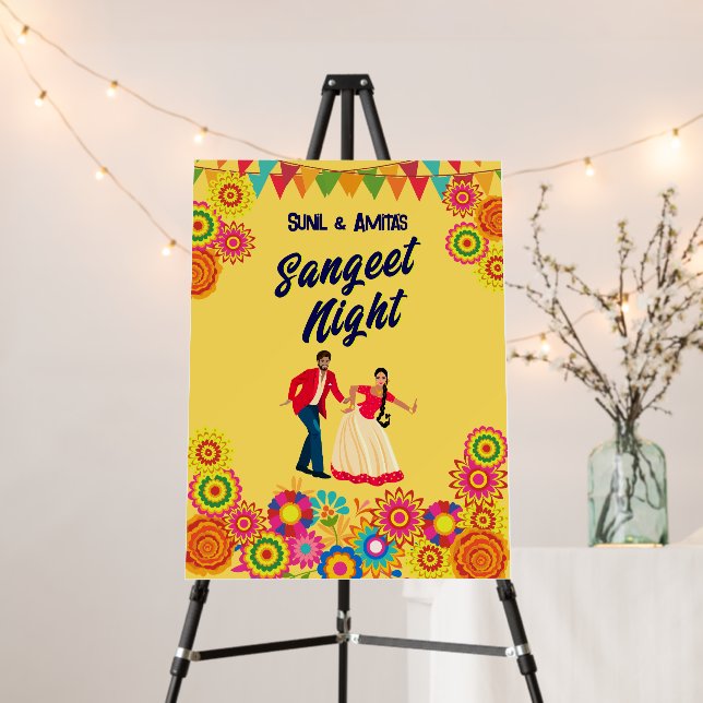 18x24" Indian Wedding Welcome Sign | Sangeet (In Situ (Stand))