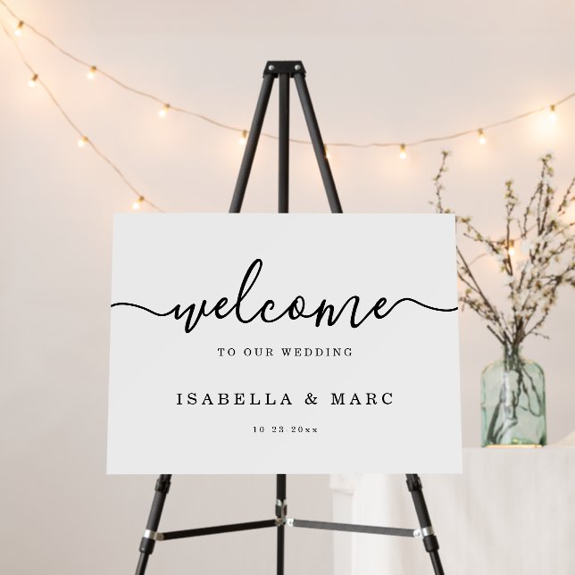 18x24 Minimalist Wedding Welcome Sign - Foam Board (In Situ (Stand))