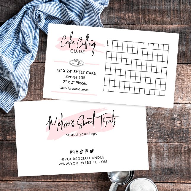 18x24" Rectangle Cake Cutting Guide 2x2 Servings Enclosure Card (Ensure your clients know how to cut their cake with this 18x24" cake cutting guide)