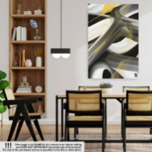 18x24" Trend Abstract Art Canvas Black White Gold