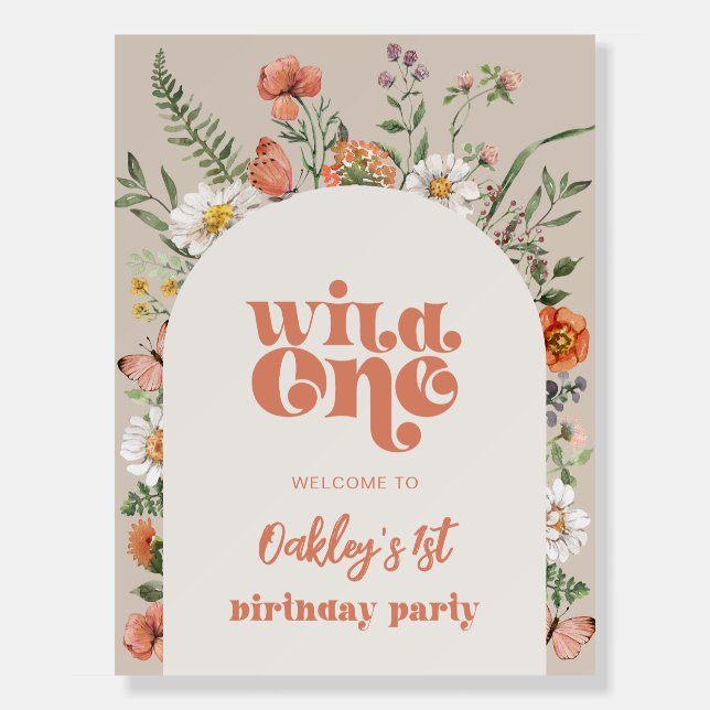18x24 Wild One Wildflower Birthday Welcome Sign (Front)
