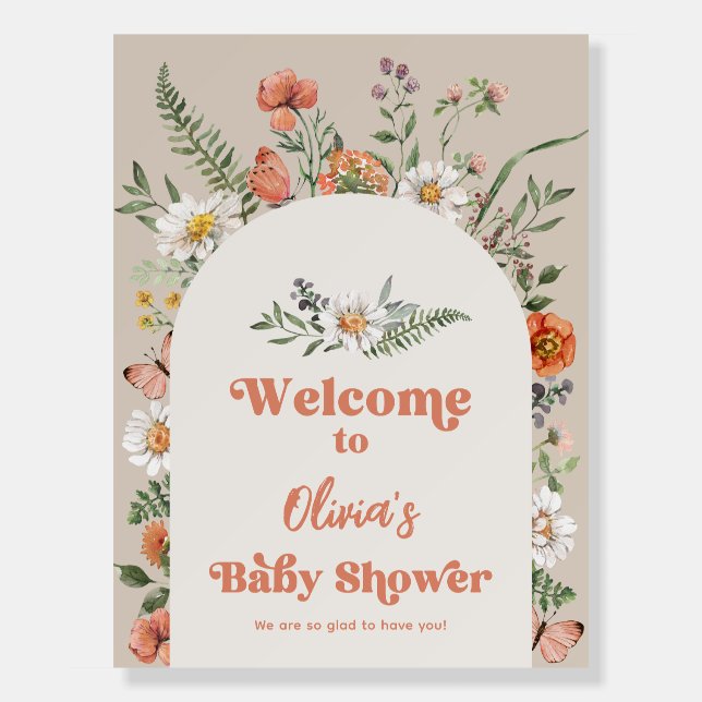18x24" Wildflower Baby Shower Welcome Sign (Front)