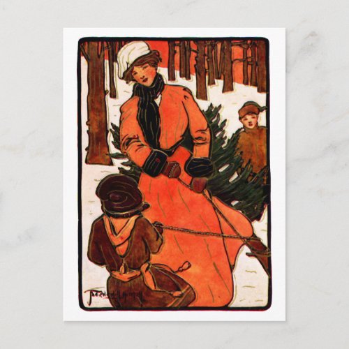 1900 Art Nouveau Christmas Holiday Postcard