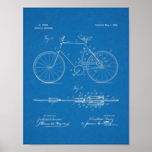 1900 Bicycle Gear Patent Art Drawing Print