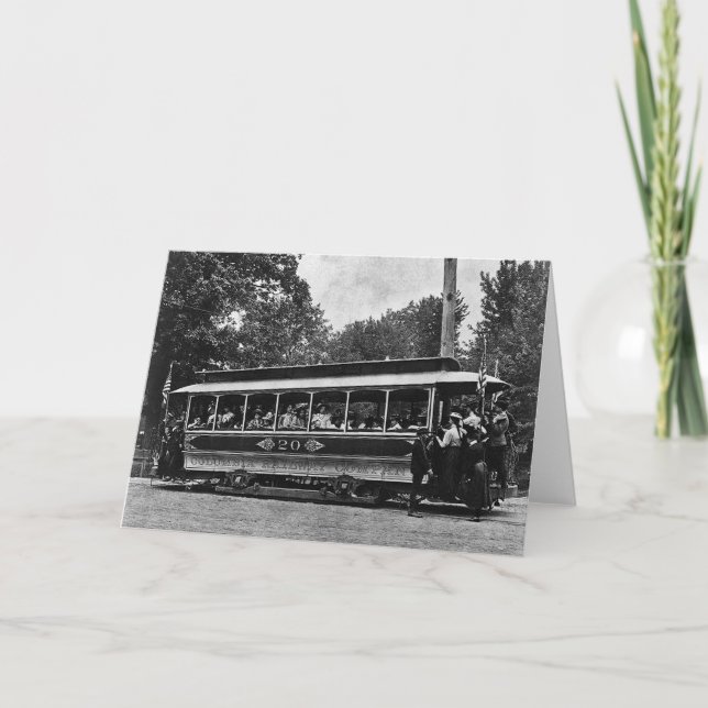 1900 Columbia Railway Trolley Greeting Card (Front)