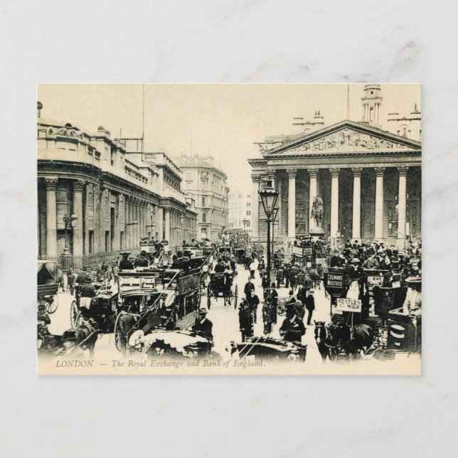 1900 London Royal Exchange and Bank of England Pos Postcard (Front)