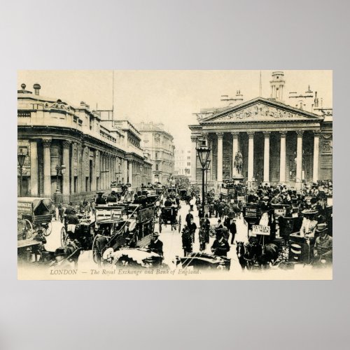 1900 London Royal Exchange and Bank of England Poster