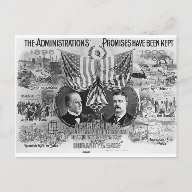 1900 Mckinley -Teddy Roosevelt Postcard (Front)