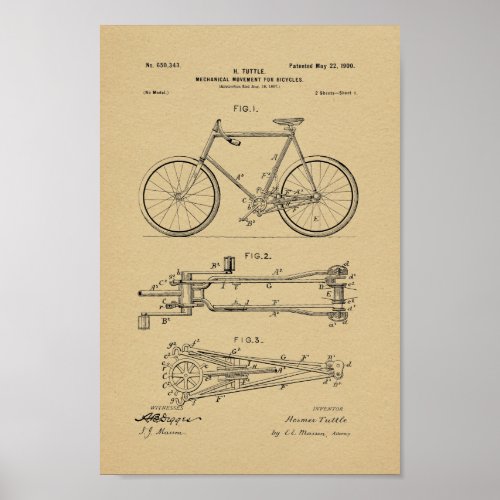 1900 Vintage Bicycle Patent Art Print