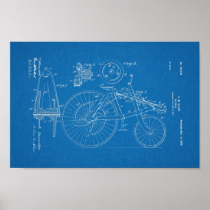1900 Vintage Bicycle Patent Blueprint Art Print