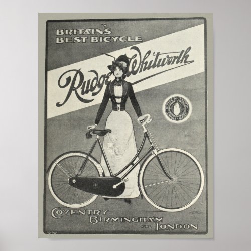 1900 Vintage Bicycle Rudge Whitworth Ad Art Poster