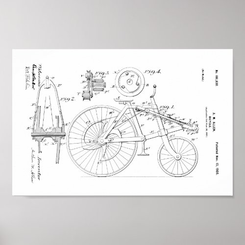 1900 Vintage Bicycle US Patent Art Print