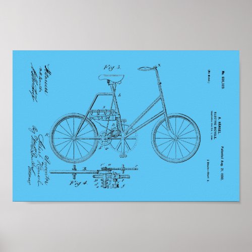 1900 Vintage Electric Bicycle Patent Art Print