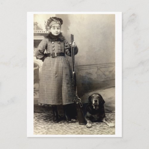 1900 Young Girl and her Hound Postcard