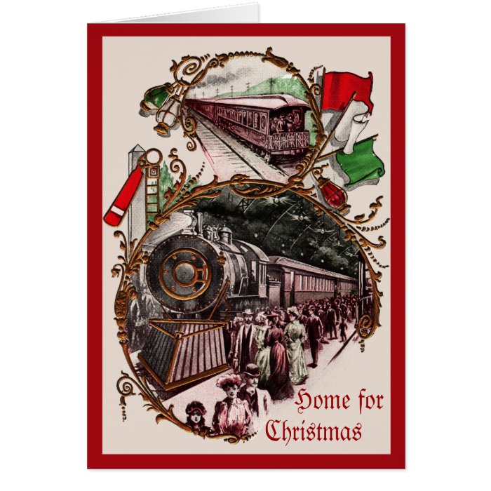 1900s Christmas Train Business Christmas Card