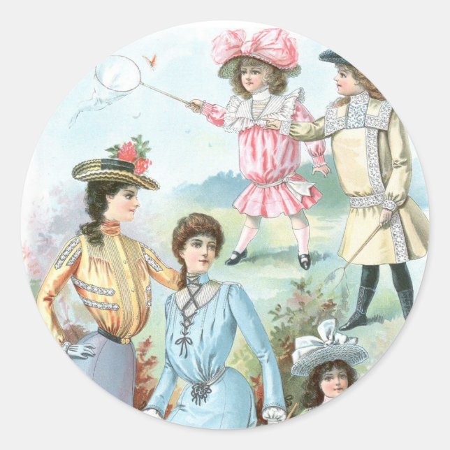 1900s Fashion Hats Classic Round Sticker (Front)