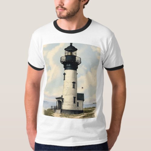 1900s historic rendering of an old lighthouse T_Shirt