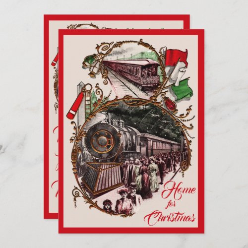 1900s Home for Christmas Train Party Invitation