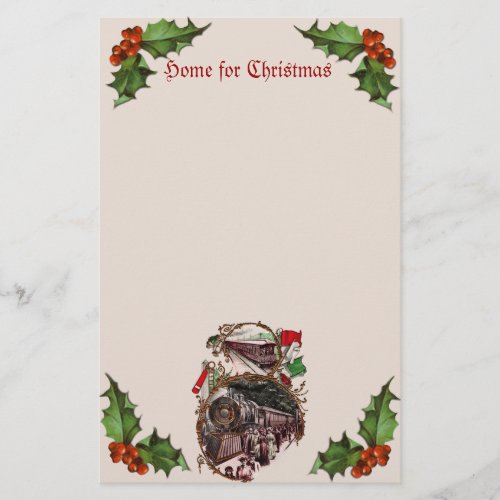 1900s Home for Christmas Train Stationery