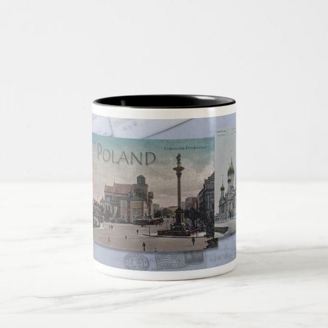 1900s POLAND POSTCARDS Two-Tone Coffee Mug (Center)