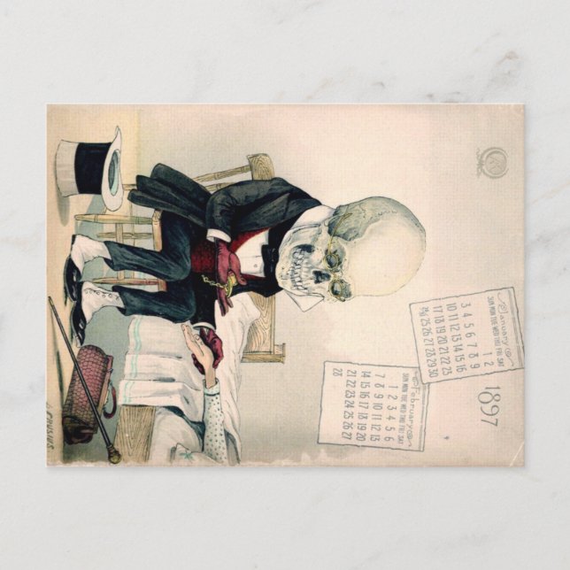 1900s skull, skeleton pharmaceutical ad postcard (Front)