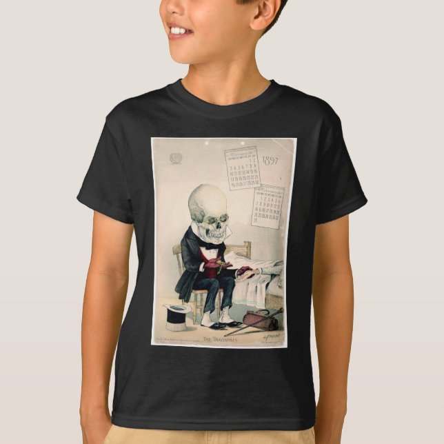 1900s skull, skeleton pharmaceutical ad T-Shirt (Front)
