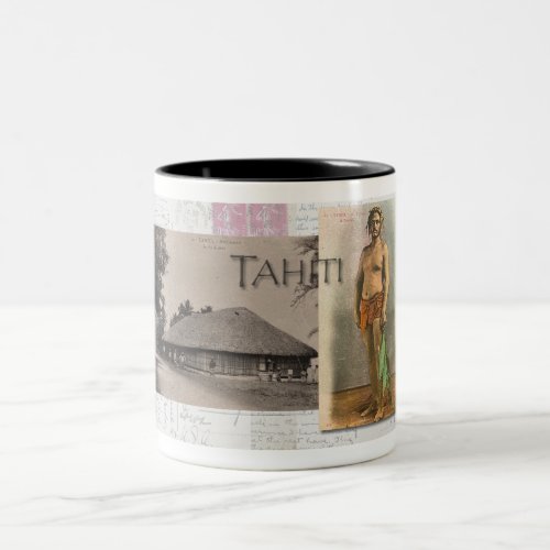 1900s TAHITI POSTCARDS Two_Tone Coffee Mug