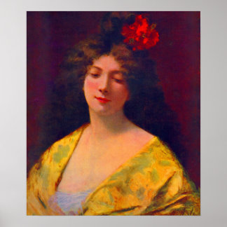 1901 beautiful lady wearing a shawl poster