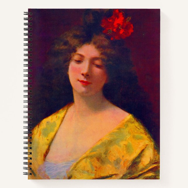 1901 beautiful lady wearing a shawl print notebook (Front)