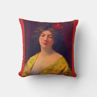1901 beautiful lady wearing a shawl print throw pillow