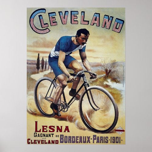 1901 BICYCLE BORDEAUX to PARIS Poster