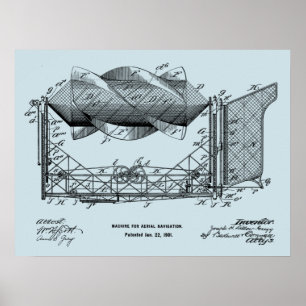 1901 Flying Machine Airplane Art Drawing Print