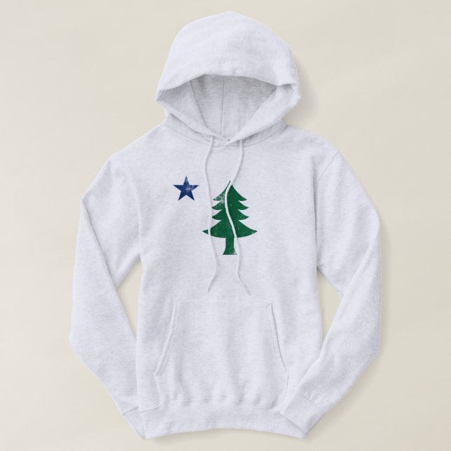 1901 Maine Flag - Distessed Hoodie (Design Front)