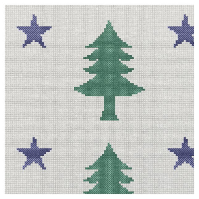 1901 Maine Flag Faux Cross Stitch Fabric (Close Up)