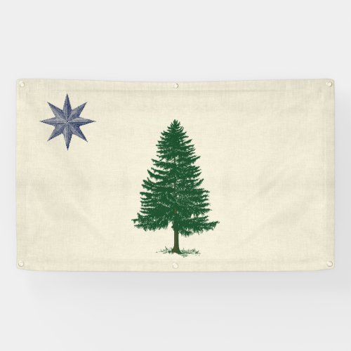 1901 Maine Flag Outdoor Banner _ Vintage Style