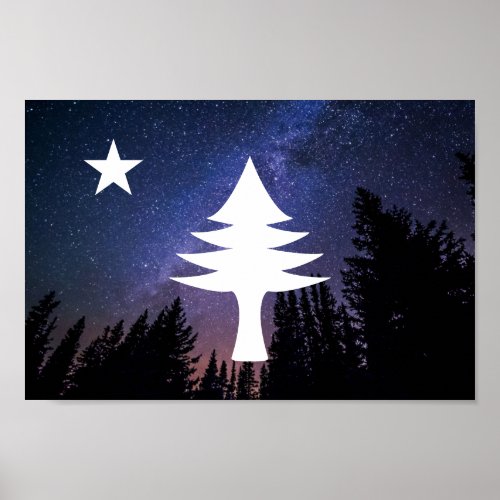 1901 Maine Flag _ Starry Night Edition Poster