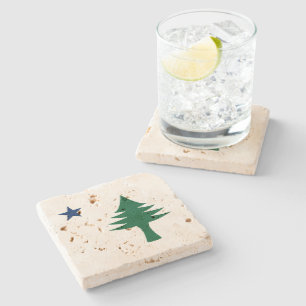 1901 Maine Flag Stone Coaster