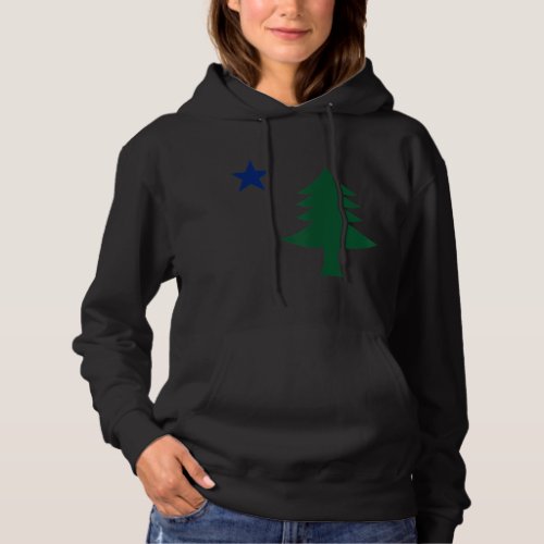 1901 Old First Flag of Maine Pine Tree and Star  Hoodie