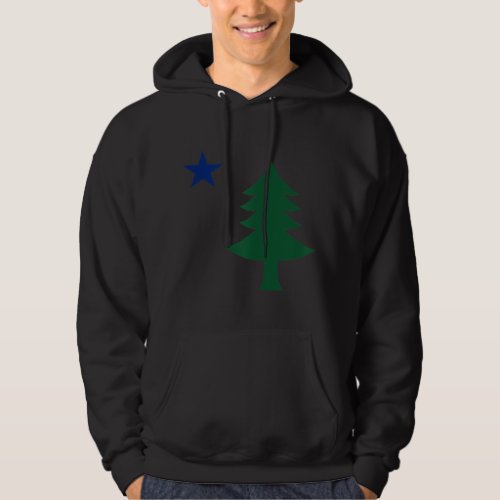 1901 Old First Flag of Maine Pine Tree and Star  Hoodie