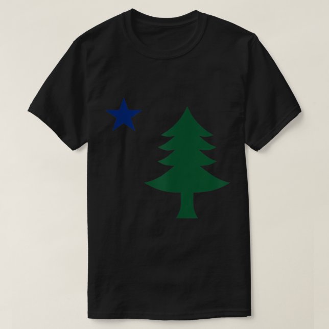 1901 Old First Flag of Maine Pine Tree and Star  T-Shirt (Design Front)