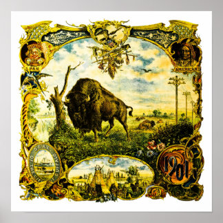 1901 Pan American Expo Buffalo NY Victorian Bison Poster