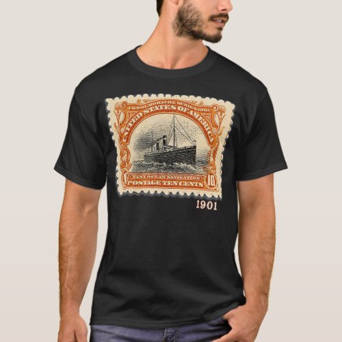 1901 USA Postage Stamp Commemorating Ocean Liners  T_Shirt