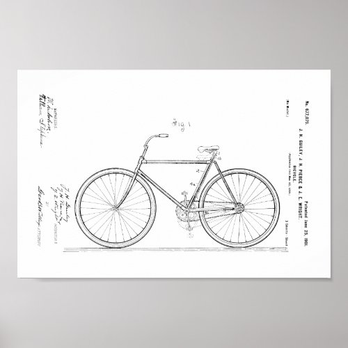1901 Vintage Bicycle Patent Art Print