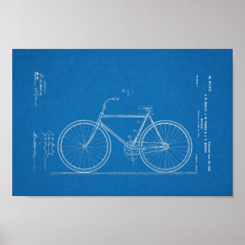 1901 Vintage Bicycle Patent Blueprint Art Print