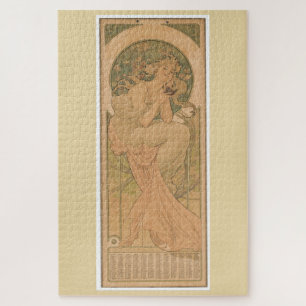 1902 Art Nouveau Calendar by Alphonse Mucha  Jigsaw Puzzle