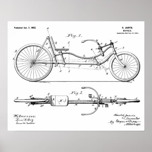 1902 Bicycle Recumbent Design Patent Art Print