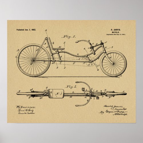 1902 Bicycle Recumbent Design Patent Art Print